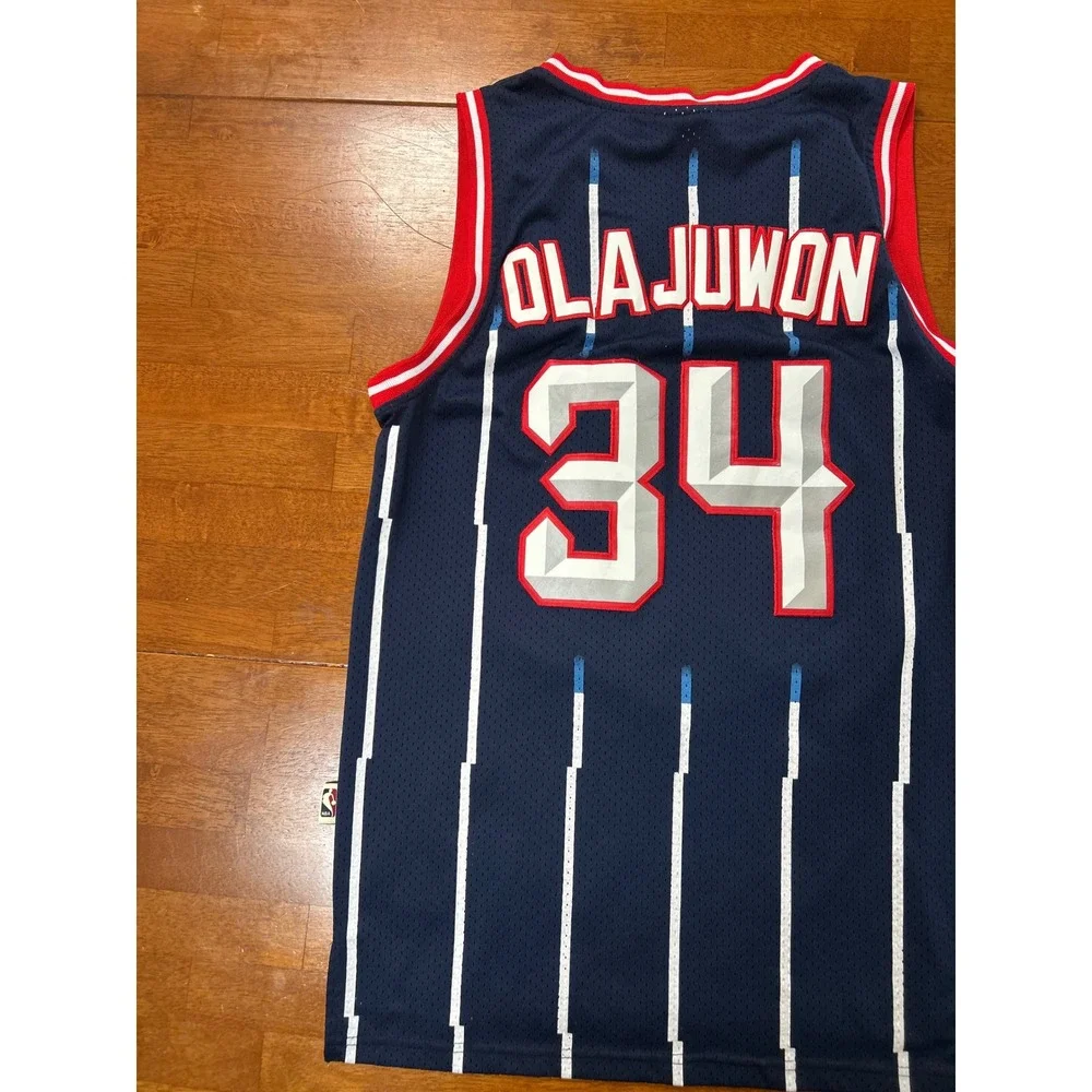 Adidas Houston Rockets Jersey Men Small Navy Hakeem Olajuwon 34 Hardwood Classic